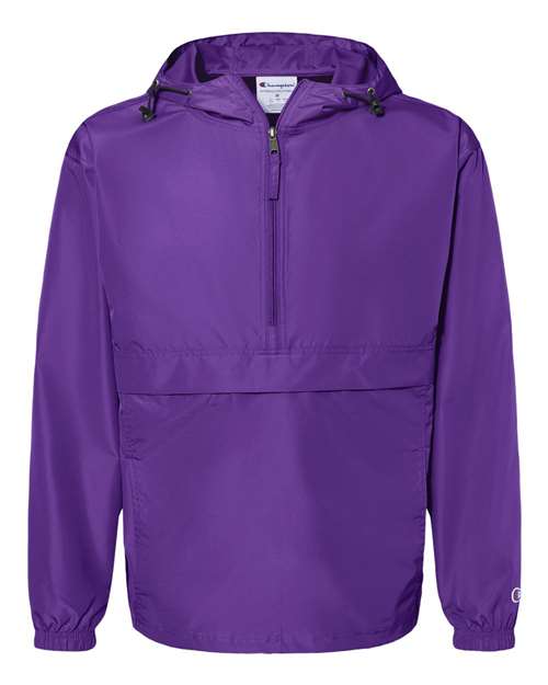 Hooded Packable Quarter-Zip Jacket
